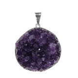 Zilveren hanger amethist | rond cluster 3,5 cm Zilveren hanger amethist | rond cluster 3,5 cm