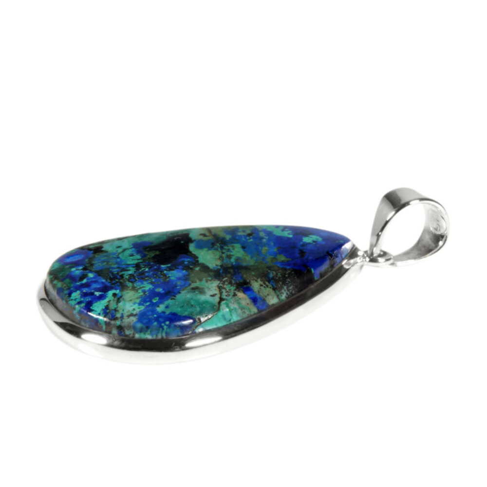Zilveren hanger azuriet-malachiet | druppel 3,7 x 2,8 cm Zilveren hanger azuriet-malachiet | druppel 3,7 x 2,8 cm