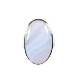 Zilveren ring chalcedoon maat 17 1/2 | ovaal 2,6 x 1,6 cm
