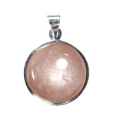 Zilveren hanger maansteen (roze) | rond 2 cm