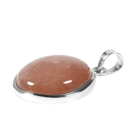 Zilveren hanger maansteen (roze) | rond 2 cm Zilveren hanger maansteen (roze) | rond 2 cm