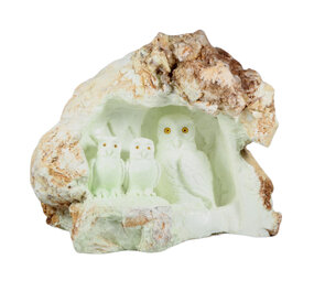 Chrysopraas (citroen) uilen half gepolijst 27 x 23 x 26 cm | 13530 gram Chrysopraas (citroen) uilen half gepolijst 27 x 23 x 26 cm | 13530 gram