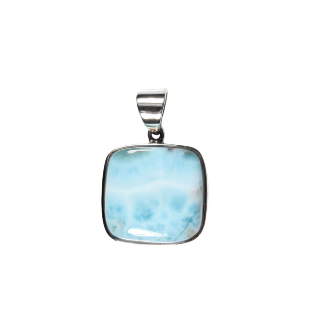 Zilveren hanger larimar | vierkant 1,8 x 1,9 cm