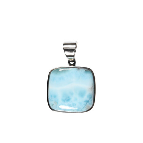 Zilveren hanger larimar | vierkant 1,8 x 1,9 cm