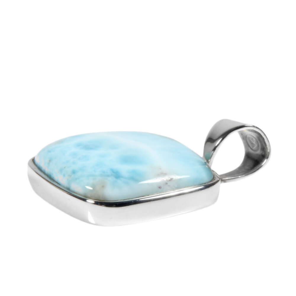 Zilveren hanger larimar | vierkant 1,8 x 1,9 cm