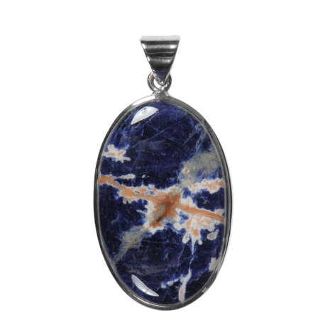 Zilveren hanger sodaliet | ovaal 3,8 x 2,4 cm Zilveren hanger sodaliet | ovaal 3,8 x 2,4 cm