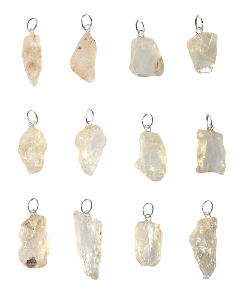 Labradoriet (goud) hanger ruw met zilveren oogje