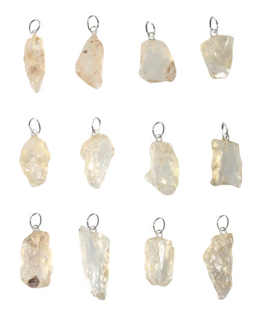 Labradoriet (goud) hanger ruw met zilveren oogje