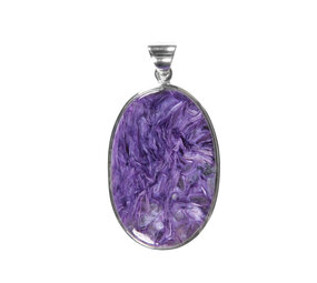 Zilveren hanger charoiet | ovaal 3,9 x 2,6 cm