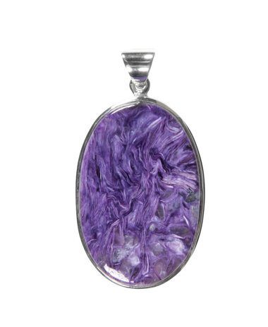 Zilveren hanger charoiet | ovaal 3,9 x 2,6 cm