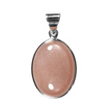 Zilveren hanger maansteen (roze) | ovaal 1,9 x 1,4 cm