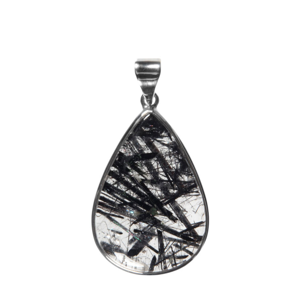 Zilveren hanger toermalijnkwarts | druppel 3,3 x 2,3 cm