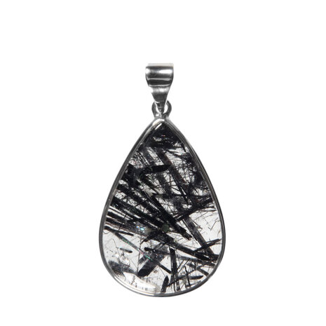 Zilveren hanger toermalijnkwarts | druppel 3,3 x 2,3 cm
