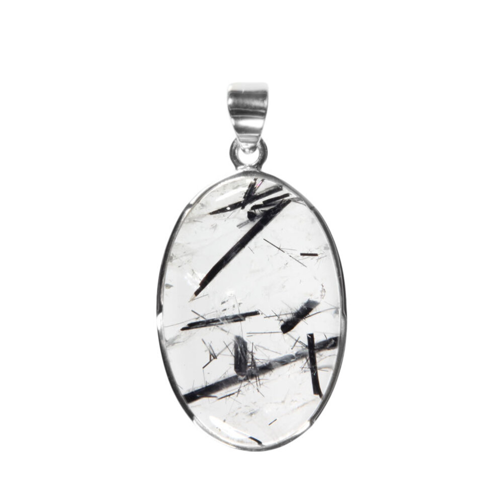 Zilveren hanger toermalijnkwarts | ovaal 3,3 x 2,1 cm Zilveren hanger toermalijnkwarts | ovaal 3,3 x 2,1 cm