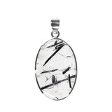 Zilveren hanger toermalijnkwarts | ovaal 3,3 x 2,1 cm