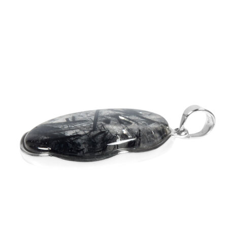 Zilveren hanger toermalijnkwarts | ovaal 3,3 x 2,3 cm Zilveren hanger toermalijnkwarts | ovaal 3,3 x 2,3 cm