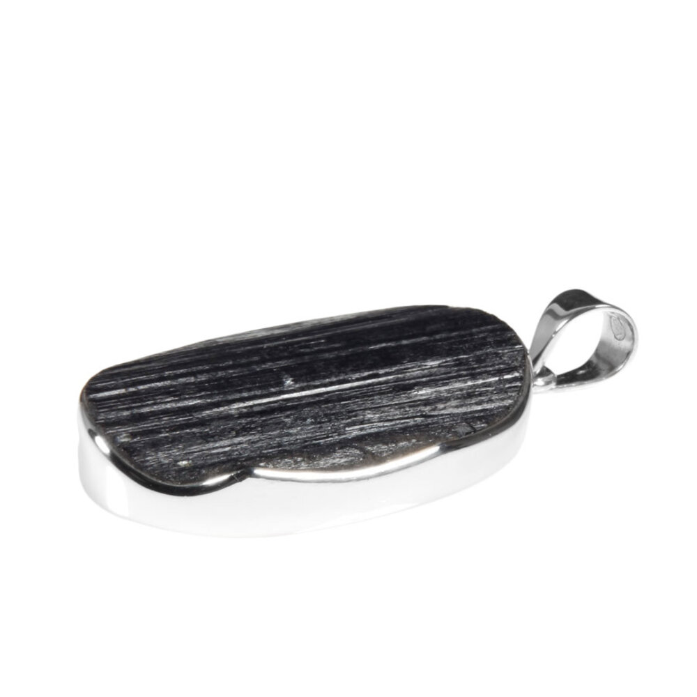 Zilveren hanger toermalijn (zwart) | ovaal ruw 3,8 x 2,4 cm Zilveren hanger toermalijn (zwart) | ovaal ruw 3,8 x 2,4 cm