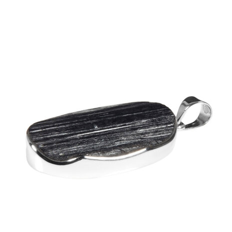 Zilveren hanger toermalijn (zwart) | ovaal ruw 3,8 x 2,4 cm Zilveren hanger toermalijn (zwart) | ovaal ruw 3,8 x 2,4 cm