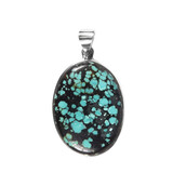 Zilveren hanger turkoois | ovaal 3,2 x 2,4 cm Zilveren hanger turkoois | ovaal 3,2 x 2,4 cm