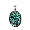 Zilveren hanger turkoois (Tibetaans) | ovaal 3,2 x 2,4 cm