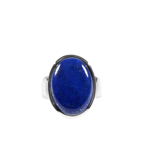 Zilveren ring lapis lazuli maat 17 | ovaal 1,8 x 1,3 cm