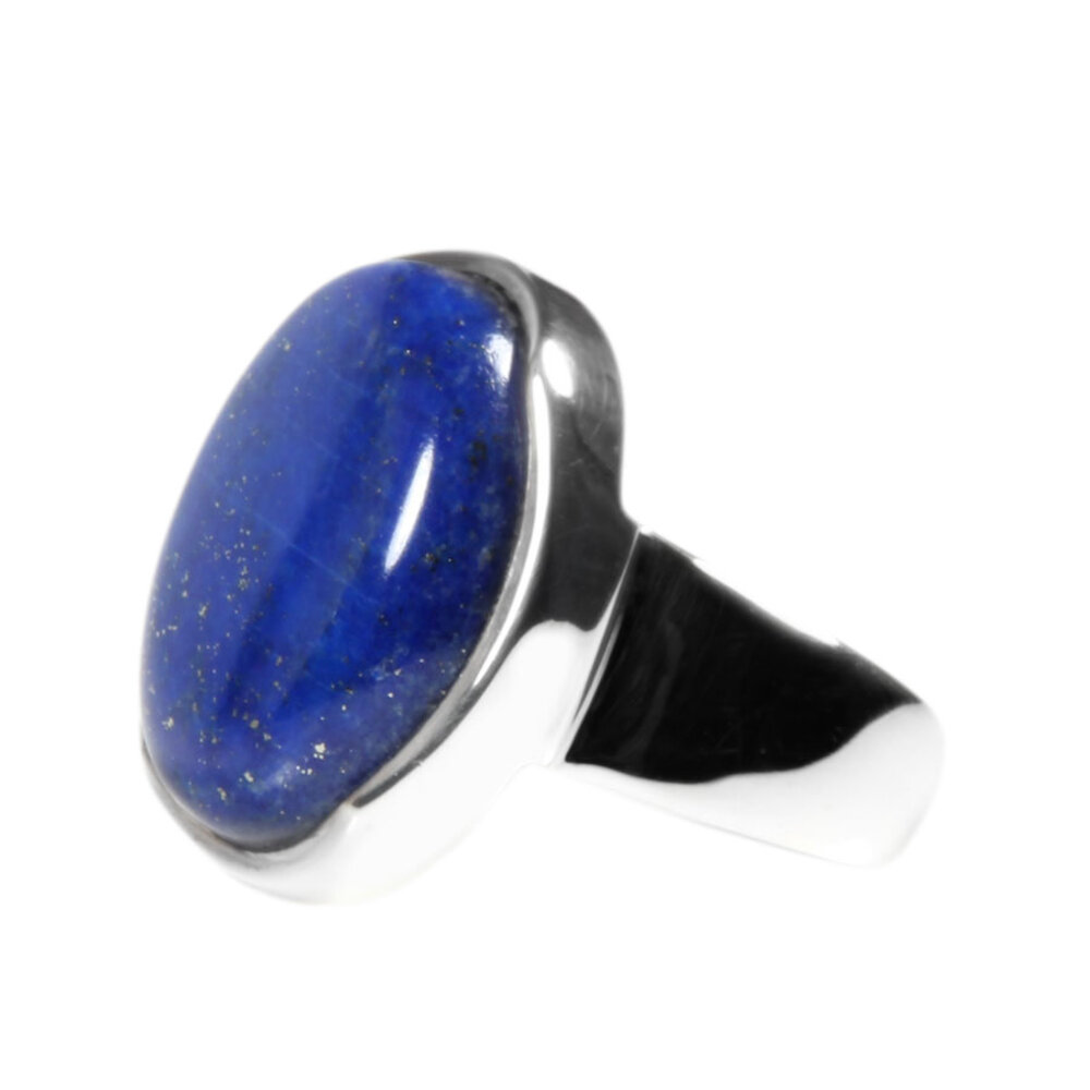 Zilveren ring lapis lazuli maat 17 | ovaal 1,8 x 1,3 cm