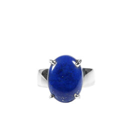 Zilveren ring lapis lazuli maat 18 1/4 | ovaal gezet 1,6 x 1,2 cm