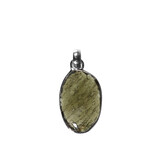 Zilveren hanger moldaviet | ovaal facet half gepolijst 2,3 x 1,5 cm