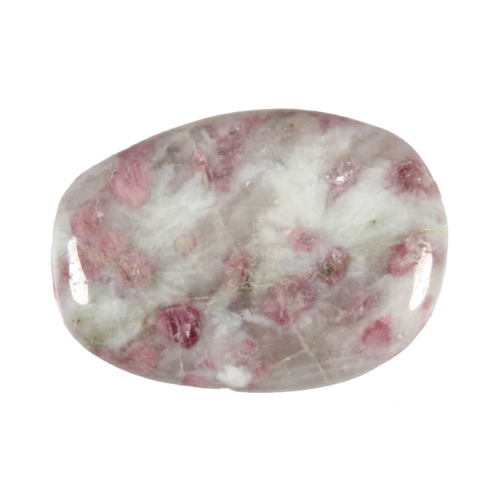 Toermalijn (roze) met lepidoliet (unicorn stone) plat gepolijst Toermalijn (roze) met lepidoliet (unicorn stone) plat gepolijst