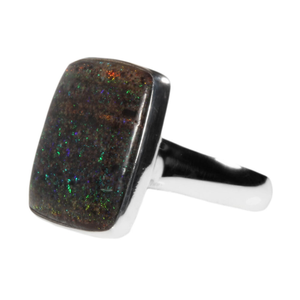 Zilveren ring opaal (zwart) maat 19 | rechthoek 1,8 x 1,7 cm Zilveren ring opaal (zwart) maat 19 | rechthoek 1,8 x 1,7 cm