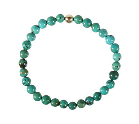 Turkoois armband met 14k gouden kraal | 6 mm Turkoois armband met 14k gouden kraal | 6 mm