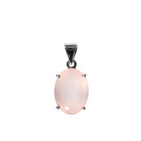 Zilveren hanger rozenkwarts | ovaal facet gezet 1,99 x 1,49 cm