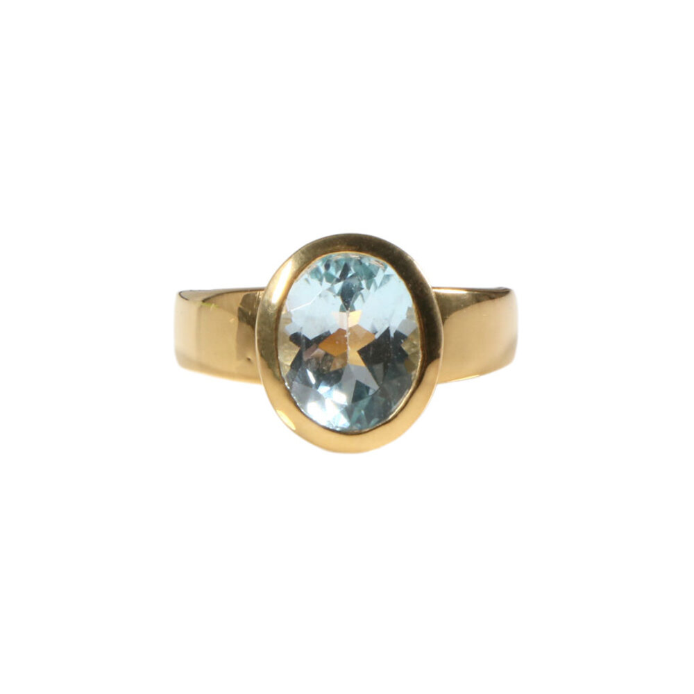 Gold filled ring topaas (blauw) maat 17 | ovaal facet 10 x 8 mm