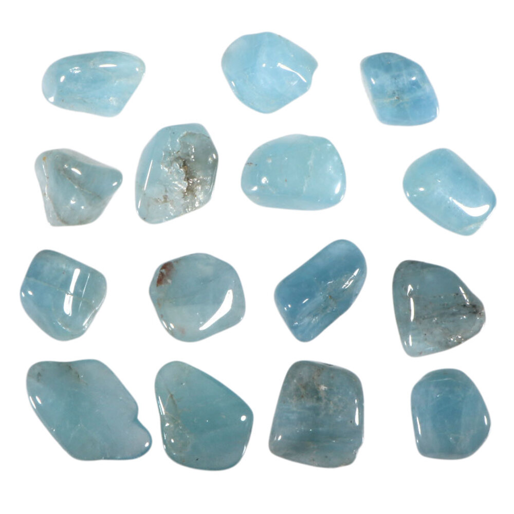 Aquamarijn (blauw) steen getrommeld 2 - 5 gram Aquamarijn (blauw) steen getrommeld 2 - 5 gram
