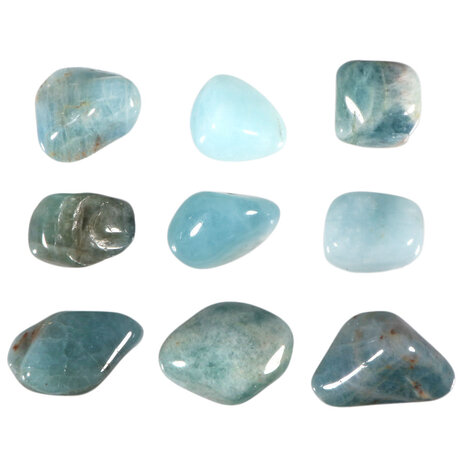 Aquamarijn (blauw) steen getrommeld 10 - 20 gram