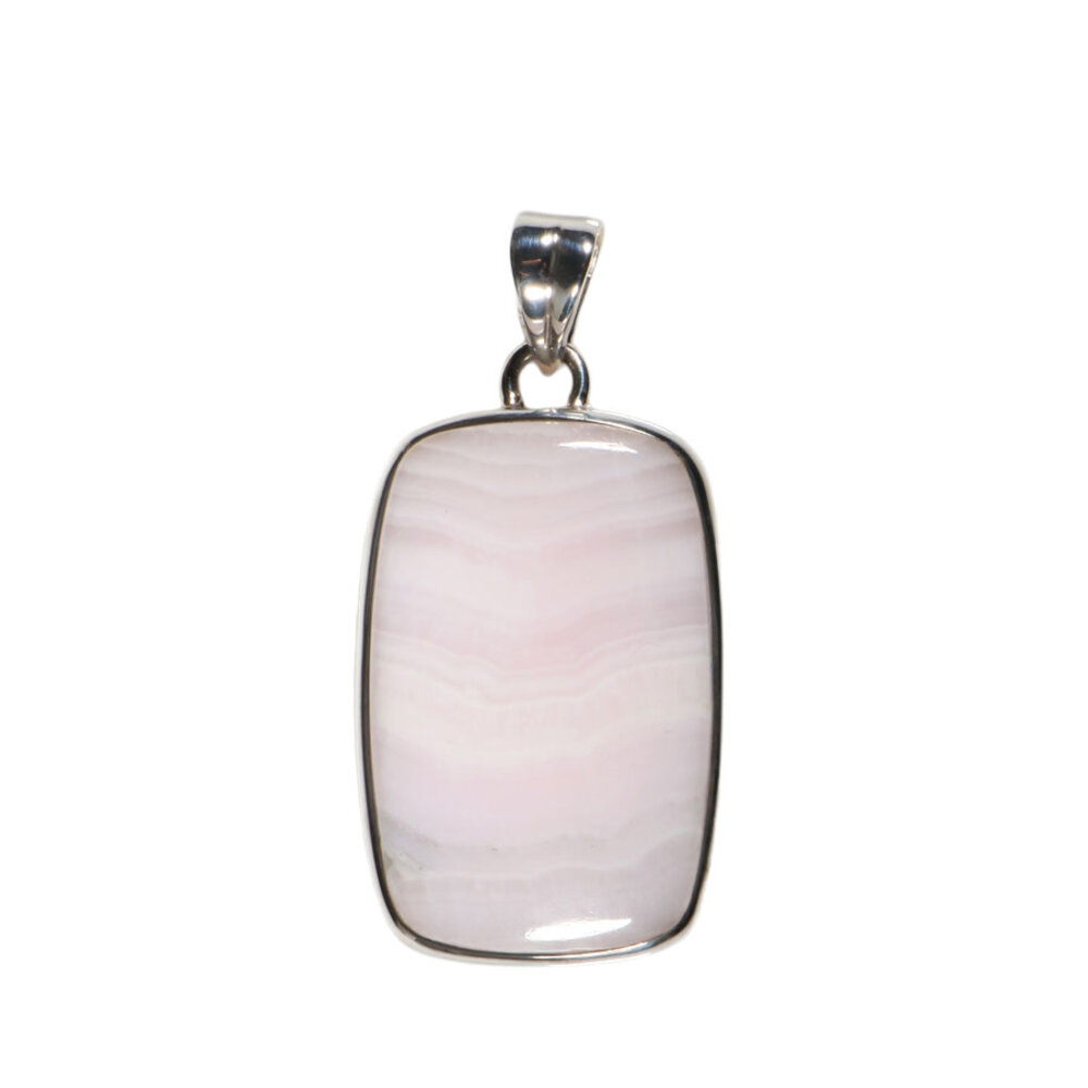 Zilveren hanger calciet (mangano) | rechthoek 3,1 x 2 cm