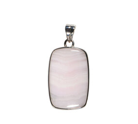 Zilveren hanger calciet (mangano) | rechthoek 3,1 x 2 cm