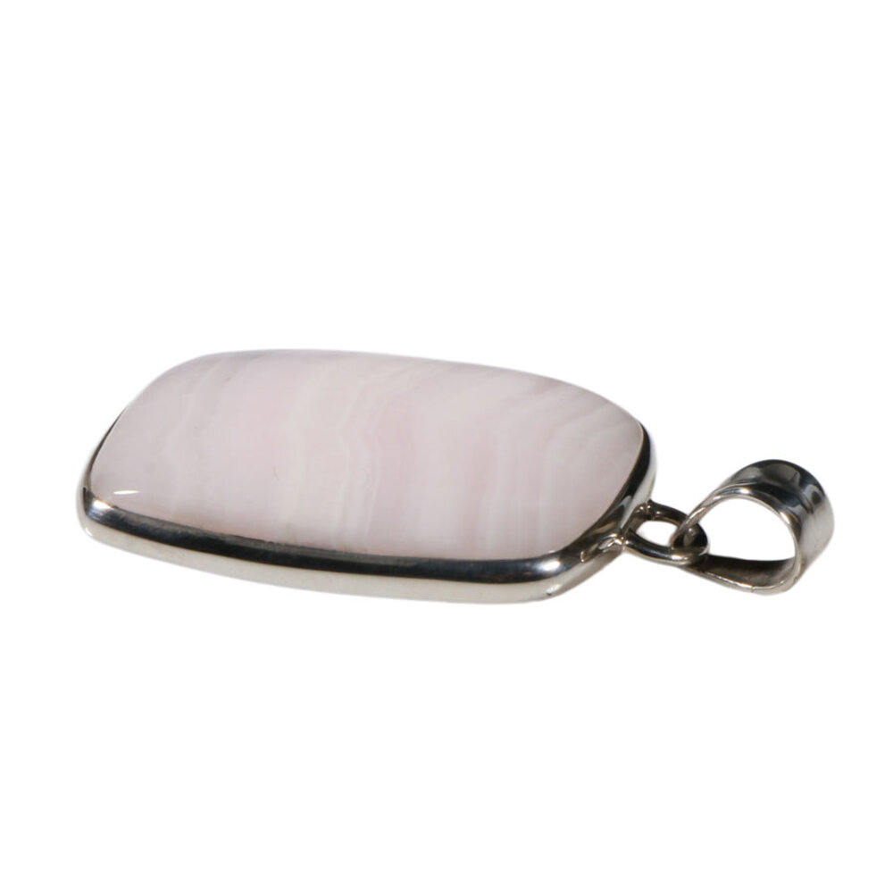 Zilveren hanger calciet (mangano) | rechthoek 3,1 x 2 cm