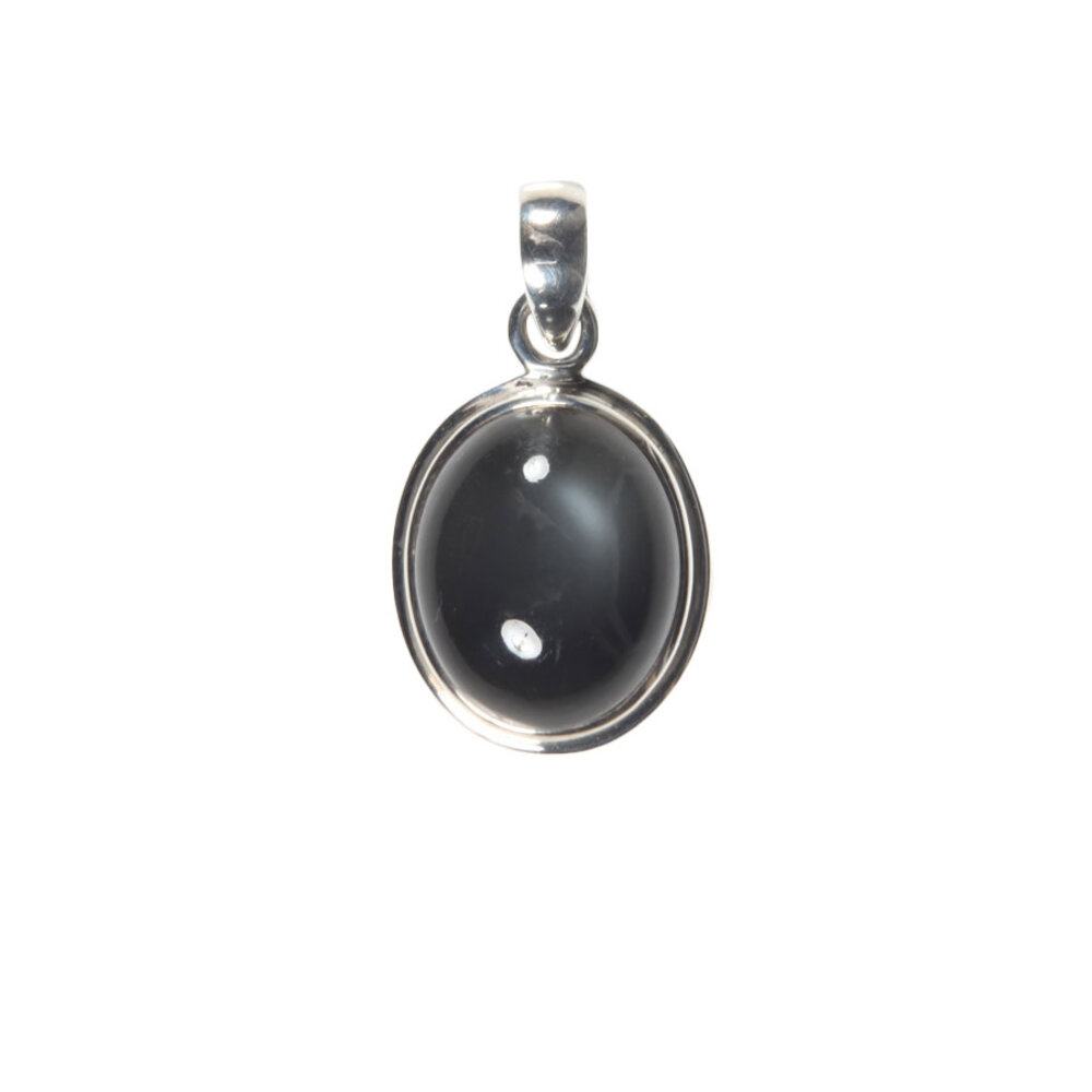 Zilveren hanger maansteen (zwart) | ovaal 1,7 x 1,4 cm Zilveren hanger maansteen (zwart) | ovaal 1,7 x 1,4 cm