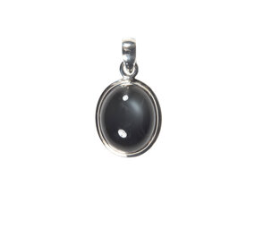 Zilveren hanger maansteen (zwart) | ovaal 1,7 x 1,4 cm Zilveren hanger maansteen (zwart) | ovaal 1,7 x 1,4 cm