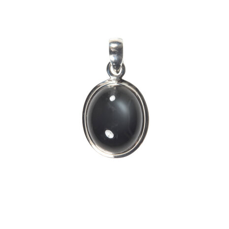 Zilveren hanger maansteen (zwart) | ovaal 1,7 x 1,4 cm Zilveren hanger maansteen (zwart) | ovaal 1,7 x 1,4 cm