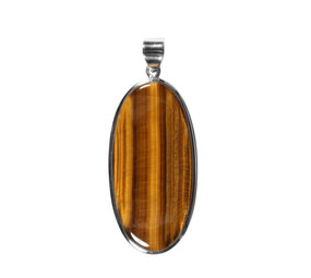 Zilveren hanger tijgeroog | ovaal 4,6 x 2,2 cm