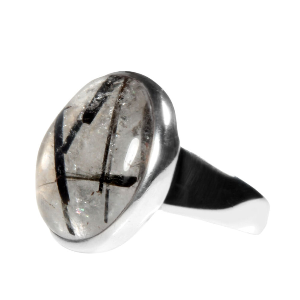 Zilveren ring toermalijnkwarts maat 18 | rond 1,8 cm