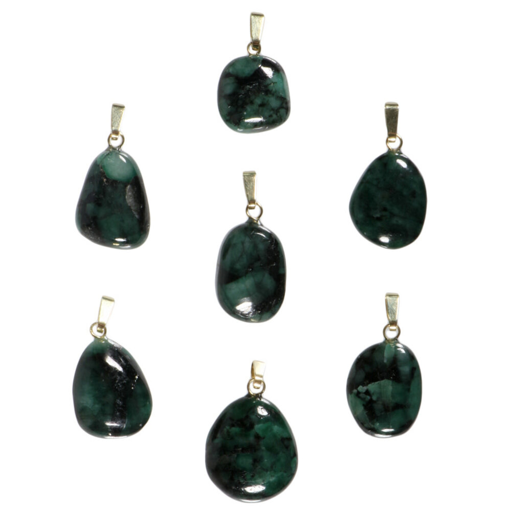 Smaragd hanger met 14k gouden oogje