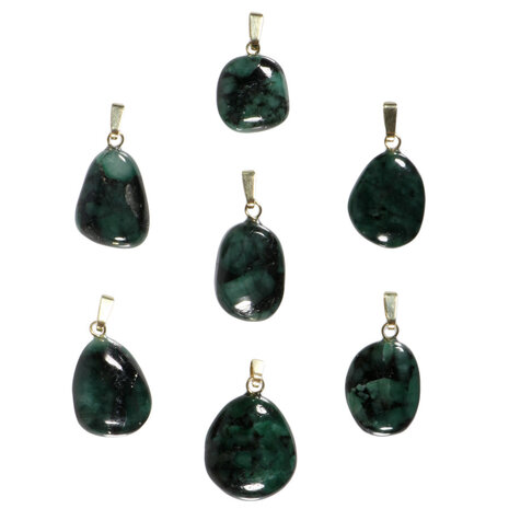 Smaragd hanger met 14k gouden oogje