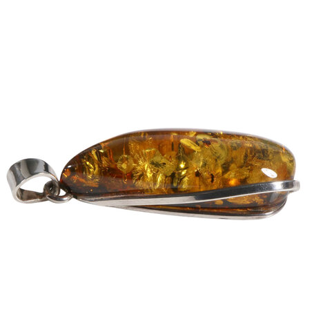 Zilveren hanger barnsteen met insecten | 4,7 x 1,9 cm Zilveren hanger barnsteen met insecten | 4,7 x 1,9 cm