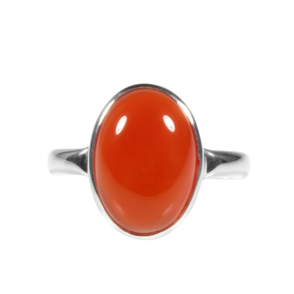 Zilveren ring carneool maat 19 | ovaal 14 x 10 mm