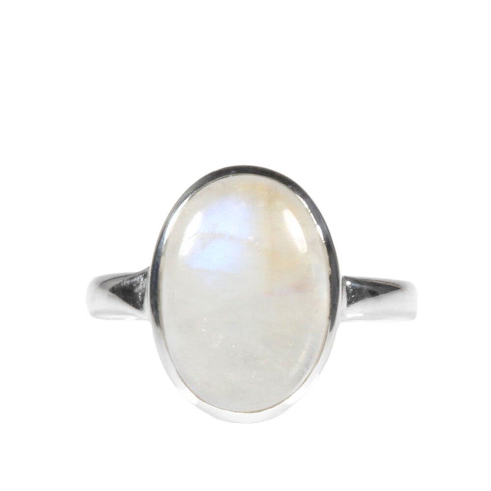 Zilveren ring maansteen (regenboog) maat 19 | ovaal 14 x 10 mm Zilveren ring maansteen (regenboog) maat 19 | ovaal 14 x 10 mm