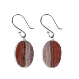 Zilveren oorbellen rhodochrosiet ovaal 1,9 x 1,3 cm Zilveren oorbellen rhodochrosiet ovaal 1,9 x 1,3 cm