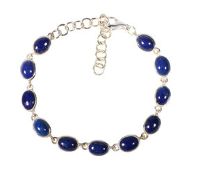 Zilveren armband lapis lazuli ovaal 8 x 6 mm